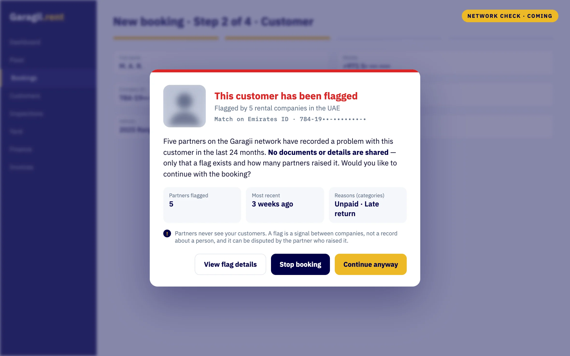 Network check · the booking pauses