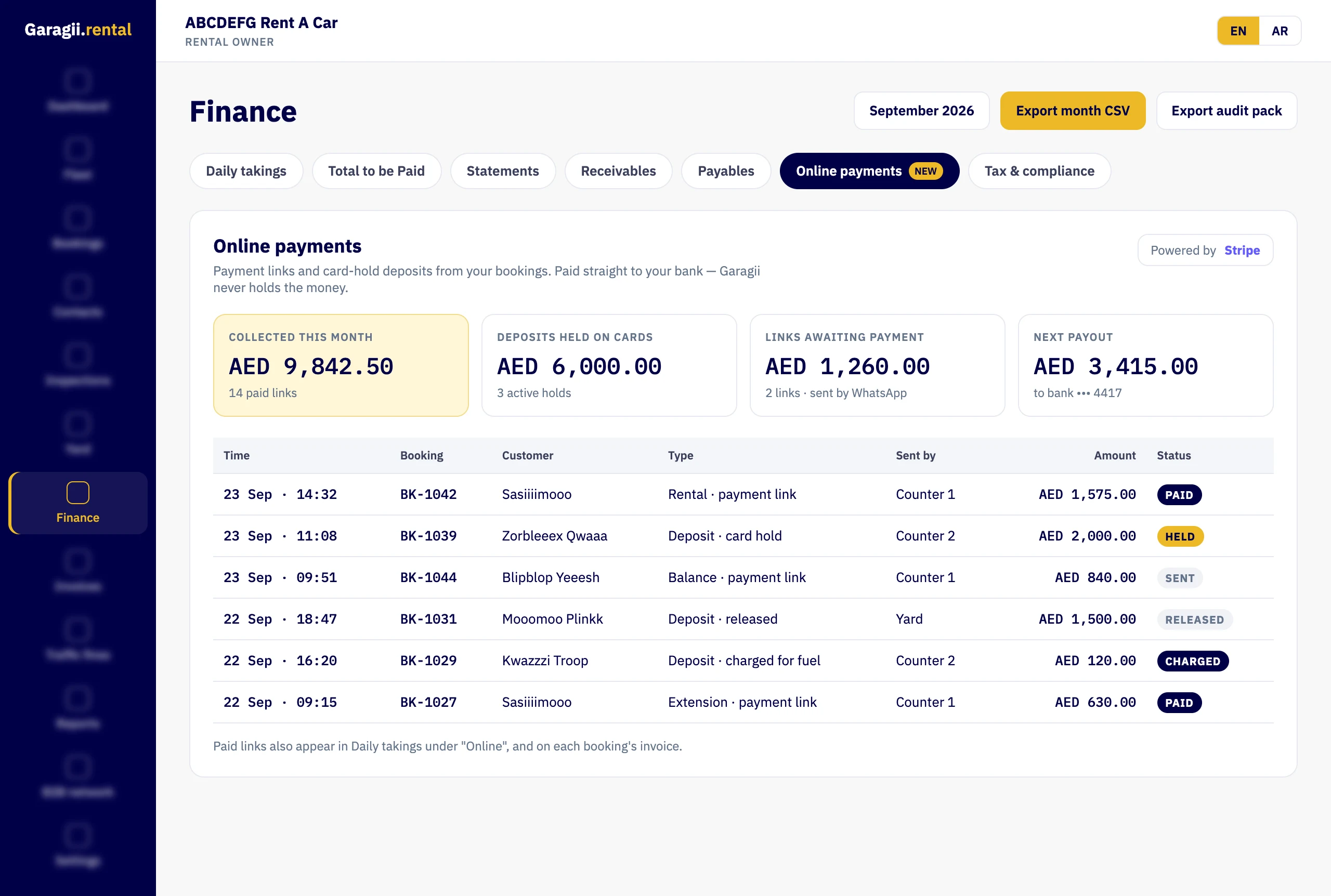 Finance · Online payments